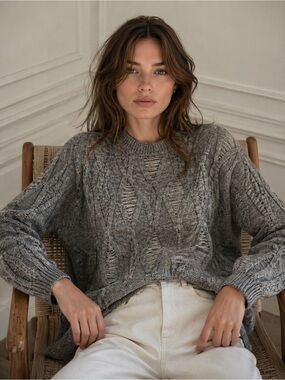 MARYAM NASSIR ZADEH Gray Monti 100% Wool Sweater